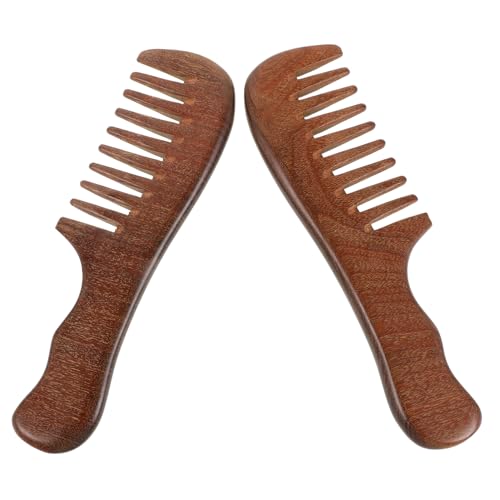 Gatuida 2 Stück Teiliges Sandelholz Breitzahnkamm Antistatisch Ergonomisch Für Lockiges Haar Sanfte Entwirrung Kopfmassage Robust Vielseitig Für Damen Herren Pflege Styling von Gatuida