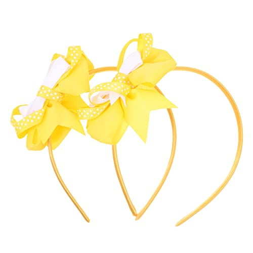 Gatuida 2 Stück Teiliges Schleifen Haarreif für Mädchen Doppellagiger Weißer Dot Stirnband Gelbe Festliche Haarreifen Niedliche Party Haarschmuck für Weihnachten und Besondere Anlässe von Gatuida