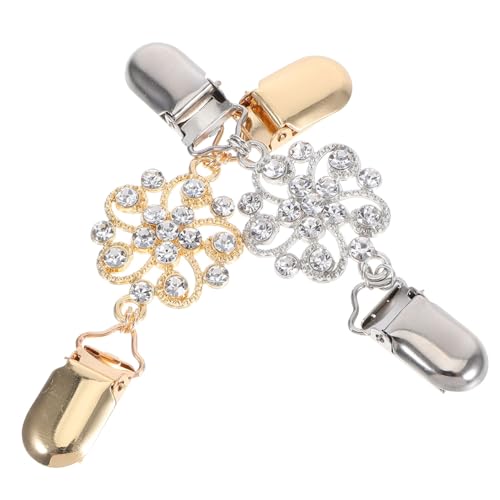 Gatuida 2 Stück Teiliges Strass schalclip Vintage Brosche als Pulloverclip Cardigan kragenhalter Rutschfester Schmuck für Damen Modisches Accessoire für Freizeit und Gesellschaftliche von Gatuida