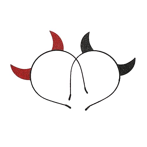 Gatuida 2 Stück Teufelshörner Haarreif Teiliges mit Funkelnden Strasssteinen Umweltfreundliches Material Universelle Halloween Stirnband Zubehör für Karneval und Mottoparty von Gatuida