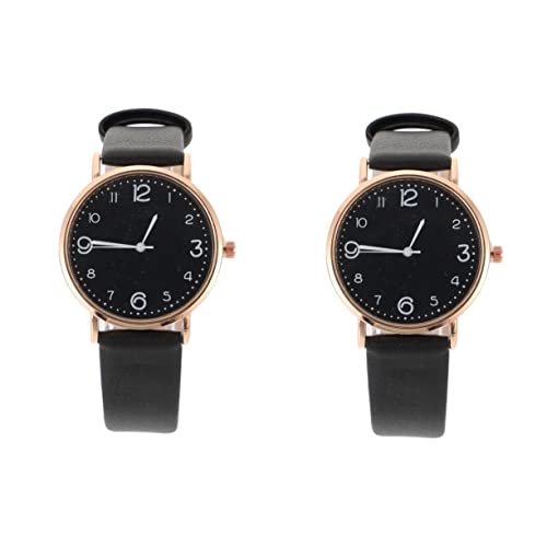 Gatuida 2 Stück Uhr - Dating Dame Damen Party Einfache Uhren - Für Schwarz Geburtstag Handgelenk Mädchen Gesicht Frau Design Einfach Lesen Damen Armband Männer Automatisch von Gatuida