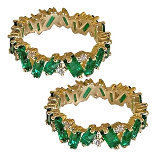 Gatuida Einstellbarer Grüne Zirkonring für Frauen Zirkonia Eheringe Moderner Offener Ring Funktionsring Hochzeitsschmuck von Gatuida