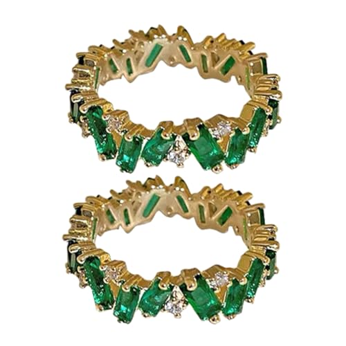 Gatuida 2 Stück Verstellbarer Teilig Grüner Zirkonring für Damen Eleganter Verlobungs und Hochzeitsring mit Funkelndem Modeschmuck für Teenager und Frauen von Gatuida