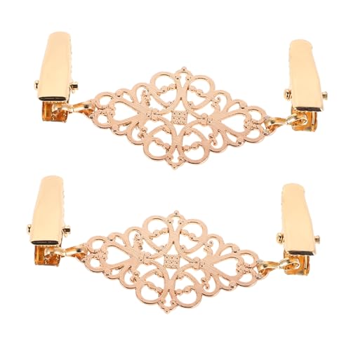 Gatuida 2 Stück Vintage Cardigan Clips Strickjacken Clips für Damen Dekorative Shawl und Schalhalter Vielseitige Kleiderclips für Pullover und Blusen Goldfarben von Gatuida