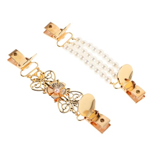 Gatuida 2 Stück Vintage Cardigan Clips mit Kunstperlen Dekorative Strickjacken Clips für Schals Pullover und Kleider Stilvolle Brosche für Formelle Anlässe von Gatuida