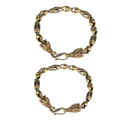 Gatuida 2 Stück Vintage Dragon Head Armband Teiliges Set Messing Armreif mit Kräftigem Drachendesign Herren und Damen Schmuck im Chinesischen Stil von Gatuida