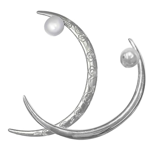 Gatuida 2 Stück Vintage Haarpin Teilig Geschwungene Mondform Haarnadel mit Perlen Chinesischer Stil Eleganter Haarschmuck für Frauen für Dutt Hochzeit Party Tägliches Styling von Gatuida