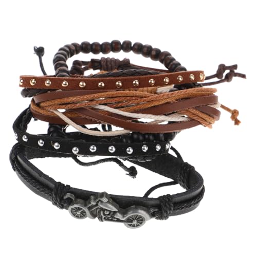 Gatuida 2 Stück Vintage Herren Armband Multi layer Retro Manschette aus Langlebigem und Lederimitat Ergonomisch Modisch Komfortabel für Alltag Festival Party Vielseitiger Schmuck von Gatuida