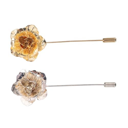 Gatuida 2 Stück Vintage Metall Anstecknadeln für Herren Robuste Legierung Blütenbrosche Eleganter Anstecker für Hochzeit Business Party Leichtes Design Sicherer Halt Am Anzug Revers von Gatuida