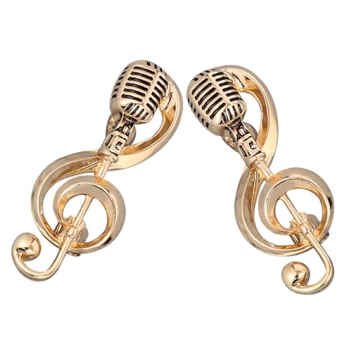 Gatuida 2 Stück Vintage Mikrofon Broschen Set Retro Musiknoten Anstecknadeln aus Langlebiger Modische Schmuck Pins für Damen und Herren als Stylisches Accessoire von Gatuida