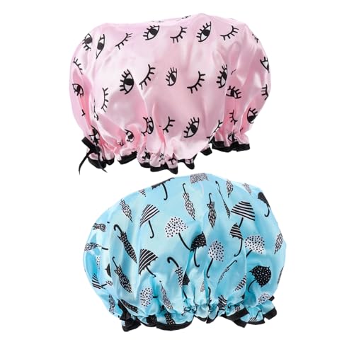 Gatuida 2 Stück Wasserdichte Duschhaube Damen Elastische Badekappe zum Schutz vor Nässe Beim Duschen und Kochen Wiederverwendbare Haarschutzhaube für Badezimmer und Küche von Gatuida