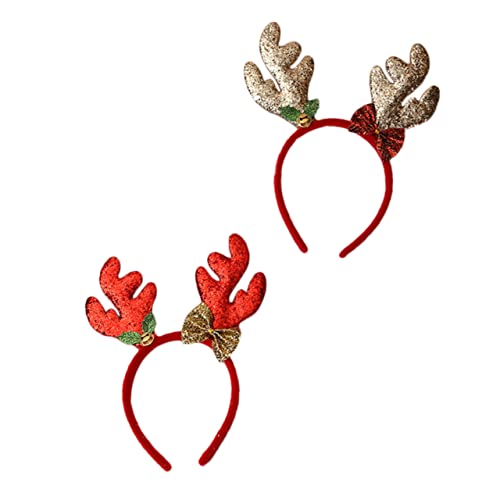 Gatuida 2 Stück Weihnachts Haarreifen mit Glitzer und Rentiergeweih Festlicher Haarschmuck für Erwachsene für Partys und Komfortabel und Weich von Gatuida