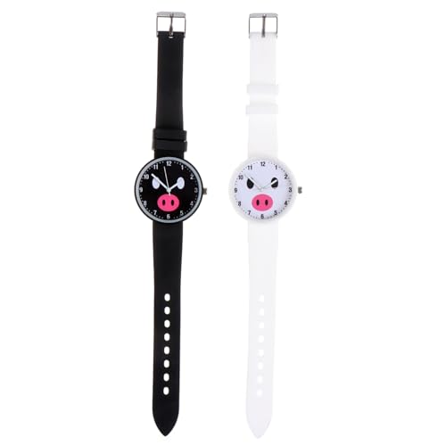 Gatuida 2 Stück wasserdichte Kinderarmbanduhr aus Silikon mit Präzisem Quarzwerk Cartoon Design in Weiß und Schwarz Robuste Analoge Armbanduhr für Jungen und Mädchen im Schulalter von Gatuida