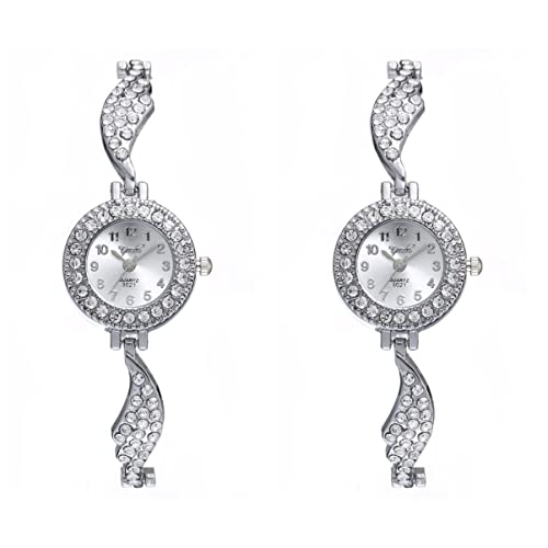 Gatuida 2stücke Damen Armbanduhr Mit Strass-flügeln Elegante Quarz-Uhr Im Silvester-Stil Für An Frauen Modisches Accessoire Für Anlässe Wie Valentinstag Und Geburtstagsfeiern von Gatuida