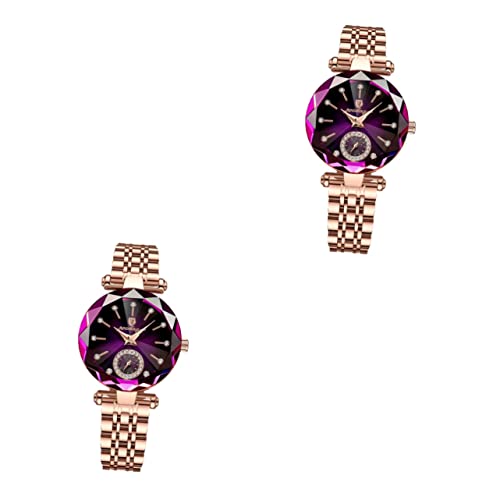 Gatuida Armbanduhr Violett 2 Stücke Uhr Mode Uhren Für Mädchen Uhr Wasserdicht Uhr Damenuhren Für Uhr Verzierung Weibliche Armbanduhr Armbanduhr Für Modische Damenuhr von Gatuida