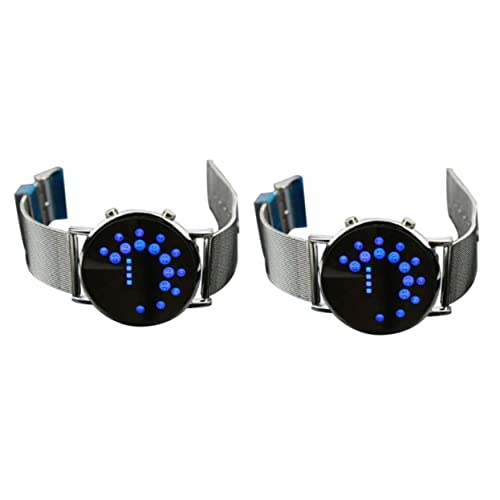 Gatuida 2 Stücke Uhr Perle Roller Blau Uhr Männer LED Uhr Spiegel Gesicht Uhr LED Spiegel Uhr Ball Digitaluhr Herrenuhr Nummer LED Uhr Blau LED Digitaluhr Elektronische Uhr von Gatuida