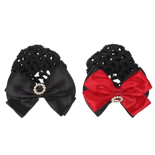 Gatuida 2 stücke Band Bowknot Strass Snood Net Elastische Haarspange Haarspange Dutt-abdeckung Mesh Dutt-abdeckung Französische Für Ballett-mädchen von Gatuida