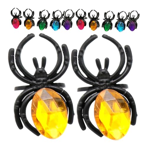 Gatuida 20 Stück Halloween Spinnenringe mit Funkelndem Edelstein Party Plastik Halloween Ringe für Festliche Anlässe Bunte Spinnenringe für von Gatuida
