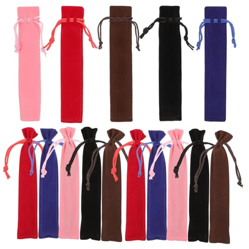 Gatuida 20stücke Stifthülle Aus Flanell Mit Kordelzug Stifttasche Für Aufbewahrung Von Schreibwaren Schwarz Rot Kaffeebraun Blau Pro Farbe von Gatuida