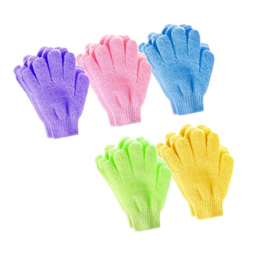 Gatuida 20 Stück Teiliges Peeling Handschuh für Fünf Finger Waschhandschuhe zur Sanften Körperreinigung Exfolierende Duschhandschuhe für Männer Frauen und Schüler Zufällige Farbe von Gatuida