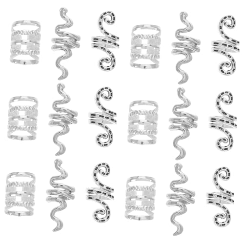 Gatuida 20 Stück Teiliges Vintage Haarringe aus Metall Hohles Design Verstellbare Dreadlock Schmuck Ringe für Männer DIY Haarspiralen für Zöpfe Haar Dekoration Einfache Anwendung von Gatuida
