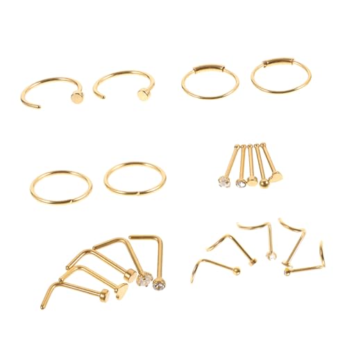 Gatuida 21 Stck Teiliges Nasenpiercing Edelstahl Vielseitige Nasenringe und Stecker in Goldmix Modische Nasenhoops für Damen Dekorativer Nasenschmuck für Alltag und Besondere Anlässe von Gatuida