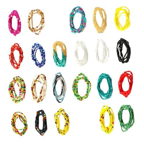 Gatuida 22 Stück Teiliges Mehrschichtiges Perlen Taillenkettenset für Frauen Elastische Bunte Body Chain Modischer Körperschmuck für Strand Party Nachtclub Beach Waist Chain Dekoration von Gatuida