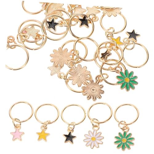 Gatuida 25 Stück Teiliges Zinklegierung Dreadlock Haarring mit Stern und Blumenanhänger Modisches Haarzubehör für Frauen Vielseitige Flecht und Zopfschmuck Ringe Einfach zu Verwenden und von Gatuida