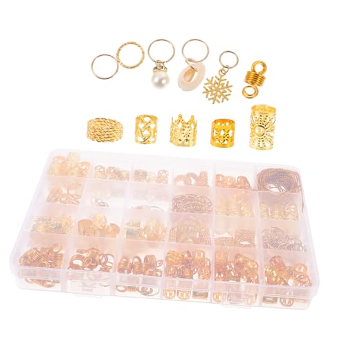 Gatuida 257 Stück Teiliges Haarschmuck Goldfarbenen Hohlkronenförmigen Perlen und Anhängern Leichte Wiederverwendbare Dreadlocks Flechtzubehör für Individuelles Styling und von Gatuida