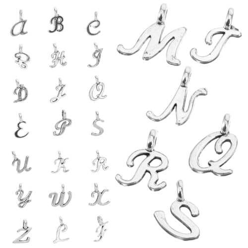 Gatuida 26 Stück Teiliges Metallanhänger Buchstaben Glatte Kanten Langlebig Vielseitig für DIY Schmuckherstellung Geeignet für Halsketten Armbänder Kompakt und Leicht zu Transportieren von Gatuida
