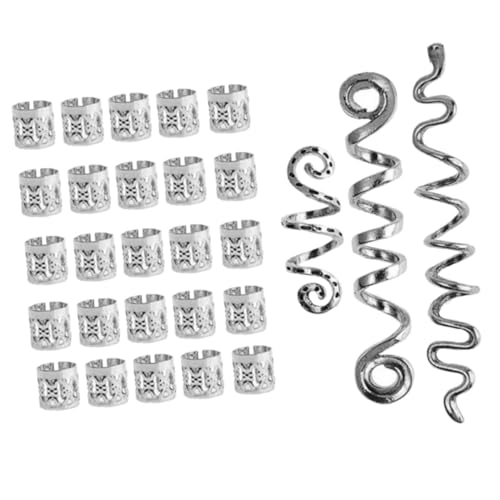 Gatuida 28 Stück Teiliges Dreadlock Haarschmuck aus Metall Glatte Oberfläche Komfortable Runde Haarringe für Zöpfe und Flechtfrisuren Haar Accessoires für Partys Hochzeiten Fotoshootings von Gatuida