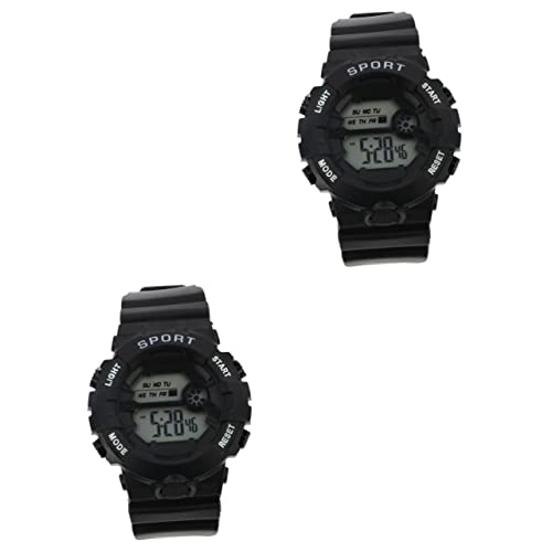 Gatuida 2Pcs Armbanduhr Stoppuhr Kreatives Digitales Herrenarmband Student Mit Klassischem Elektrischem Alarm Für Studenten Männer Leuchtend Einfach Schwarz Elektronisch von Gatuida