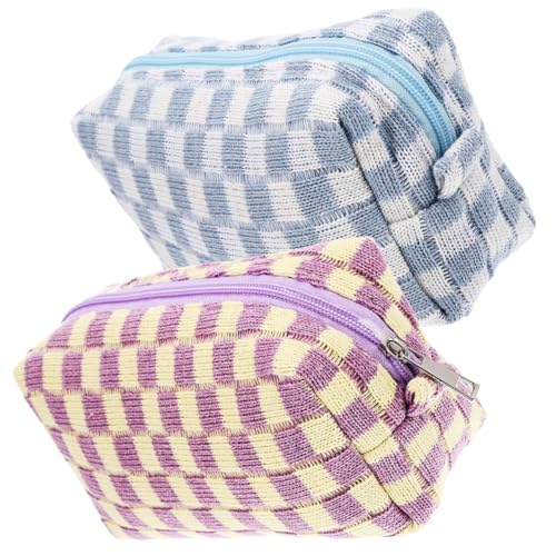 Gatuida 2Stücke Kosmetiktasche aus Karierte Reißverschlusstaschen für Make Up und Reiseorganisation für Damen Weißer und Violetter Gatuida 2Stücke Kosmetiktasche aus Karierte Reißverschlusstaschen für Make Up und Reiseorganisation für Damen Weißer und Violetter von Gatuida