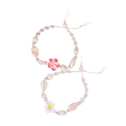 Gatuida 2 Stück Damen Fußkettchen Verstellbar Meeresmuster Muschel Fußkettchen für Frauen Strand Schmuck Bohemian Knöchelkette mit Blumen von Gatuida