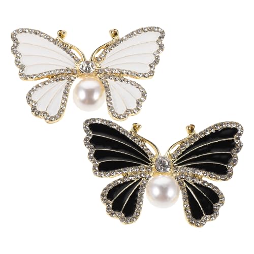 Gatuida 2er-Set Schmetterling-Broschen mit Kristallen, Strass und Perlen – Anstecknadeln für Revers, Schals, Hüte, Kleidung und Accessoires zur täglichen Dekoration von Gatuida