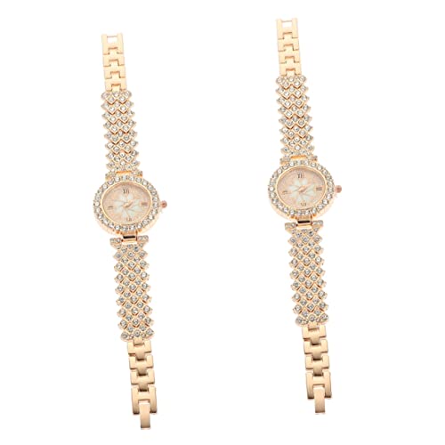 Gatuida 2stücke Einstellbare Damenarmbanduhr Mit Strass Zarte Weibliche Uhr Vielseitiges Handgelenk-Accessoire Für Besondere Anlässe Modischer Zeitmesser Für Frauen von Gatuida