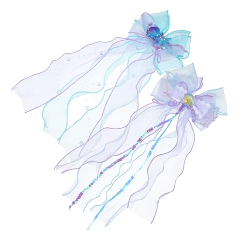 Gatuida 2stücke Meerjungfrau-haarspangen Mit Schleife Für Mädchen Und Damen Haarschmuck Mit Meerjungfrauen-elementen Muschel-haarklammern Für Partys Und Tägliche Styling-optionen von Gatuida