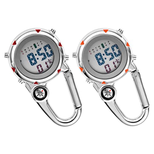 Gatuida 2stücke Multifunktionale Clip Taschenuhr Mit Leuchtfunktion Tragbare Edelstahl Uhr Für Outdoor-aktivitäten Für Bergsteigen Und Freizeit Rote Und Varianten von Gatuida