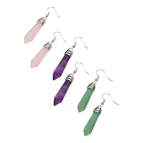 Gatuida 3 Paare Ohrringe Natürliche Heilstein Ohrhänger Eck Ohrringe Amethyst Rosenquarz Grüner für Damen Modischer Ohrschmuck Gatuida 3 Paare Ohrringe Natürliche Heilstein Ohrhänger Eck Ohrringe Amethyst Rosenquarz Grüner für Damen Modischer Ohrschmuck von Gatuida