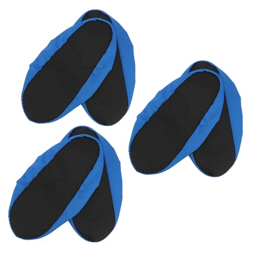 Gatuida 3 Paare rutschfeste Waschbare Schuhüberzieher aus Atmungsaktivem Baumwollstoff Dicke Wiederverwendbare Hausschuhe für Zuhause und Blaue Schutzüberzüge für Saubere Böden von Gatuida