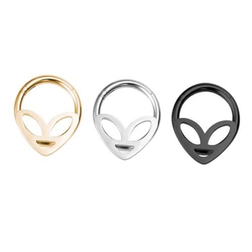 Gatuida 3 STÜCKE Teiliges Nasenpiercing Ringe aus Edelstahl Schwarz Gold Vielseitige Stylische Nasenringe für Damen und Herren Leicht Tragbar Modisches Körperschmuck von Gatuida