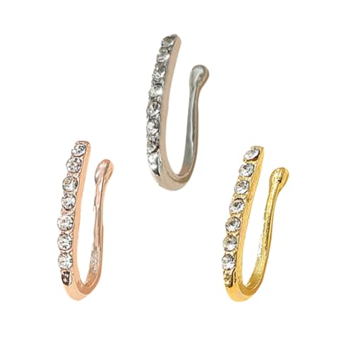 Gatuida 3 STÜCKE Teiliges Nasenschmuck U Förmiger Fake Nasenring Piercing Modisch Leicht Tragbar in Silber Roségold Gold für Damen und Herren Eleganter Nasenclip von Gatuida