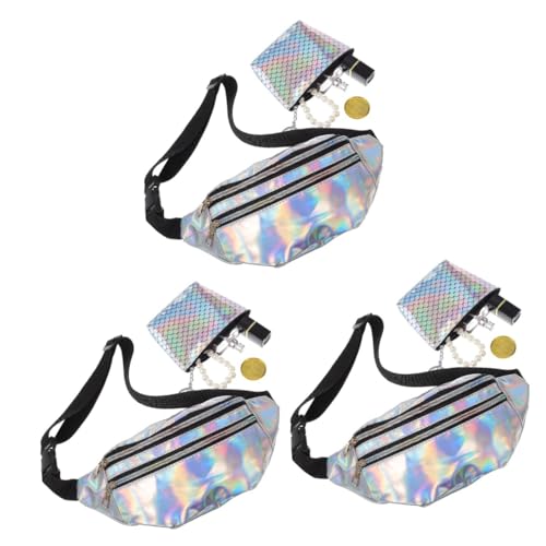 Gatuida 3 Sätze Teiliges Damen Bauchtaschen Verstellbarer Gürtel Wasserdichtes Outdoor Crossbody mit Fischschuppen Münzbeutel für Joggen Wandern Festivals Modische Hüfttasche von Gatuida
