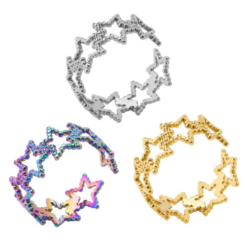 Gatuida 3 Stück Verstellbare Sternringe Offene Schmuckringe für Damen und Herren Accessoire für Alltag und Festivals von Gatuida