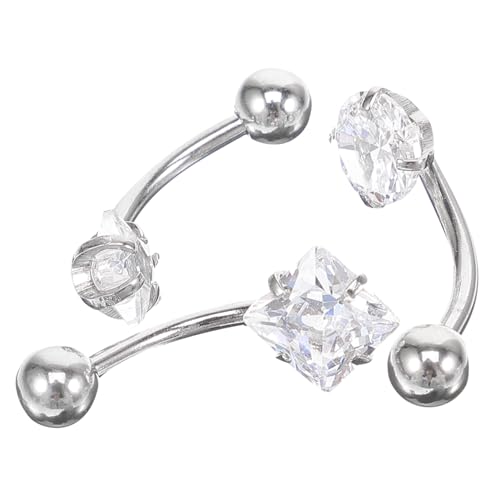 Gatuida 3 Stück Bauchnabelpiercing Set Edelstahl mit Zirkonia Schmuck Bauchring Nabelpiercing Damen Körperpiercing Rund Viereck Designs Langlebig Leicht Modisch von Gatuida