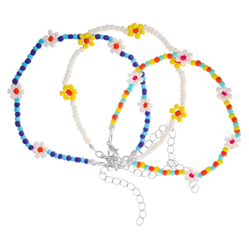Gatuida 3 Stück Boho Handgefertigte Bunte Perlen Fußkettchen mit Sommer Strand Schmuck für Damen Urlaub Accessoires von Gatuida