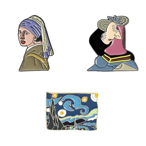 Gatuida 3 Stück Broschen im ölgemälde stil Legierungs broschen mit Emaille Dekorative Anstecknadeln für Kleidung Elegante Korsage für Damen Vielseitig für Alltag und Festtage von Gatuida