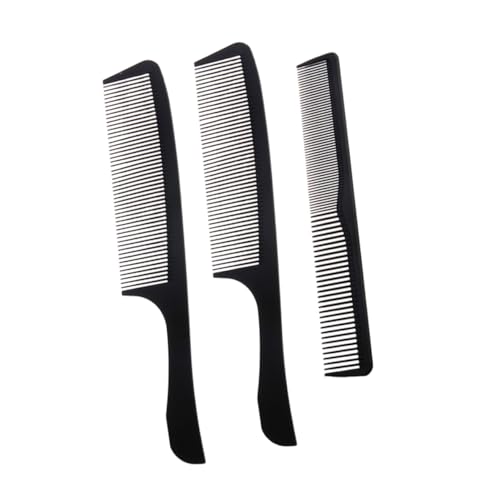 Gatuida 3 Stück Carbon Fiber Haarkamm mit Geraden und Doppelseitigem Kamm Antistatisch Strapazierfähig Kompakt Tragbar für Herren Damen für Salon Reise und Alltag von Gatuida
