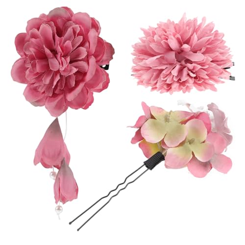 Gatuida 3 Stück Chinesische Stil Haarspange Künstliche Blumen Haarschmuck Eleganter Blumenschmuck Damen Komfortabel Trageleicht Festlicher Haarschmuck für Party und Alltag von Gatuida