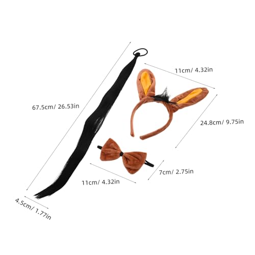 Gatuida 3 Stück Cosplay-Anzug Cosplay Eselsohren Halloween Eselkostüm Halloween-Tierohren tierisches Partykostüm -Tierohren Eselkostüm Garn Braun von Gatuida